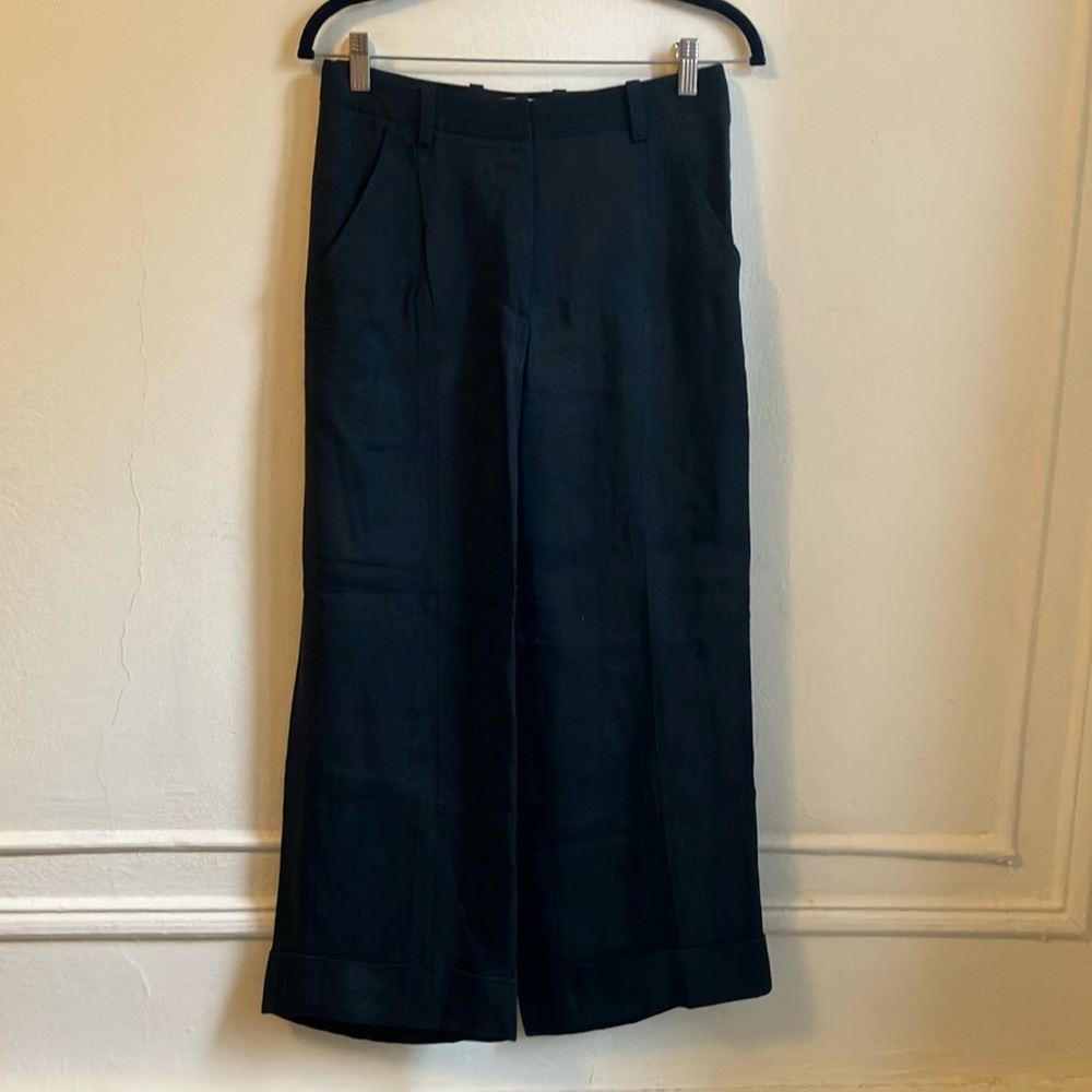 Black Linen Wide-Leg Pants